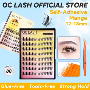 【Pre-Glued】【Anime Doll-Eye Lash Collection】OC DIY Eyelashes Self Adhesive Lash Clusters Pre glued Eyelash Clusters No Glue Needed Lashes Wispy D-curly Cluster Eyelash extensions 12-18mm Individual Lashes
