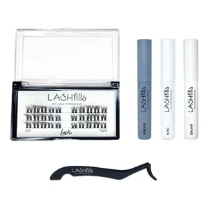 Lashfills DIY Lash Extension Clusters Kit, 30 individual clusters, Lash Bond, Lash Sealant, Lash Remover, and Lash Tool.  Eyelashes Eyelashes Extensions  Makeup Cosmetic Salon Gentle Eyelash Extension Eyelash Extension