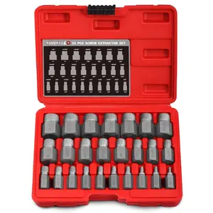 25- Screw Extractor Set, Multi-spline Extractor Set Easy Out Bolt Extractors CR-MO Bolt Remover for Removing Broken Studs  Socket Screws