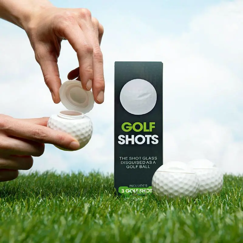 Novelty Golf Ball Shot Glasses - 3-Piece 1.5oz Drinkware Set with Lids, Camp Kitchen Supplies, Unique Gifts for Golf Lovers, Father's Day Gift, A Set-3Pcs, Fun Father's Day Gift, Gifting To Golf Lovers