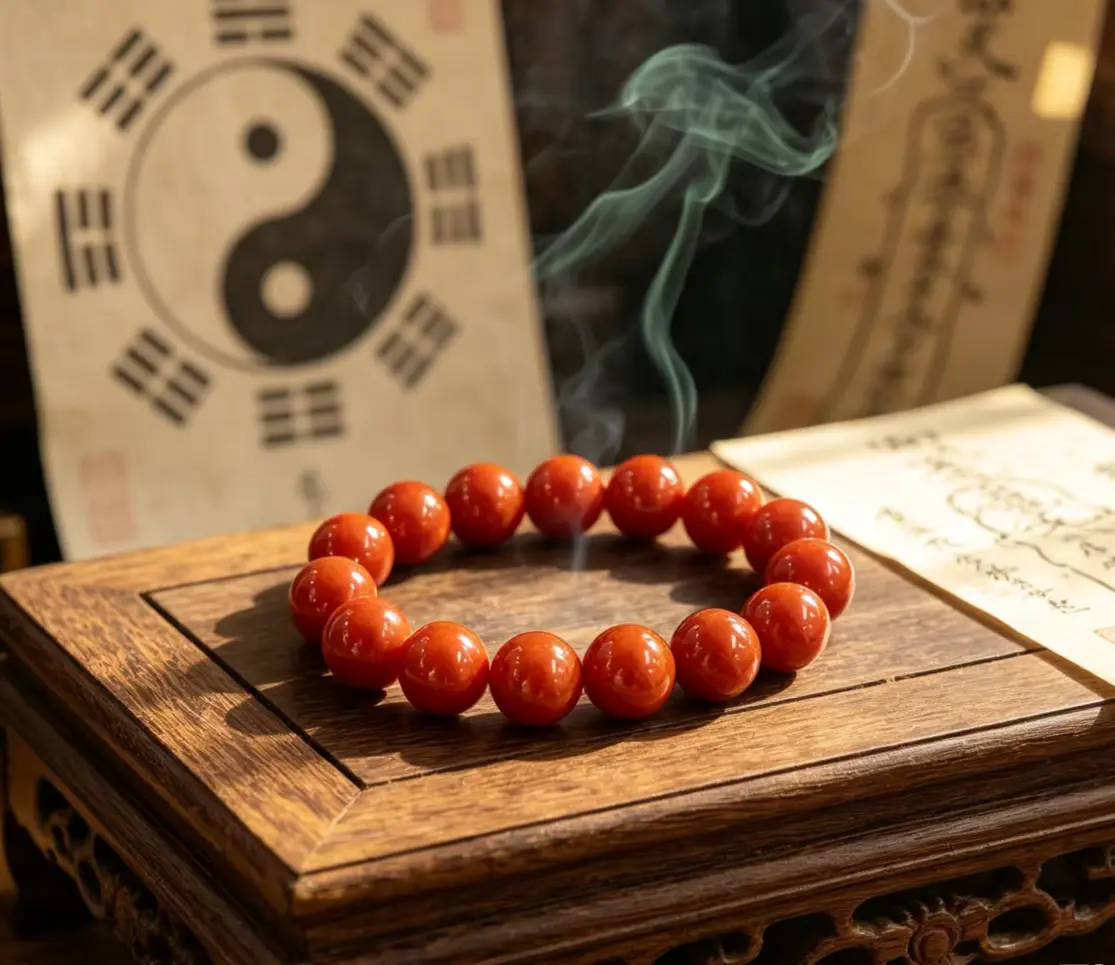 Taoist Feng Shui Nanhong Agate Bracelet - Yin-Yang Harmony