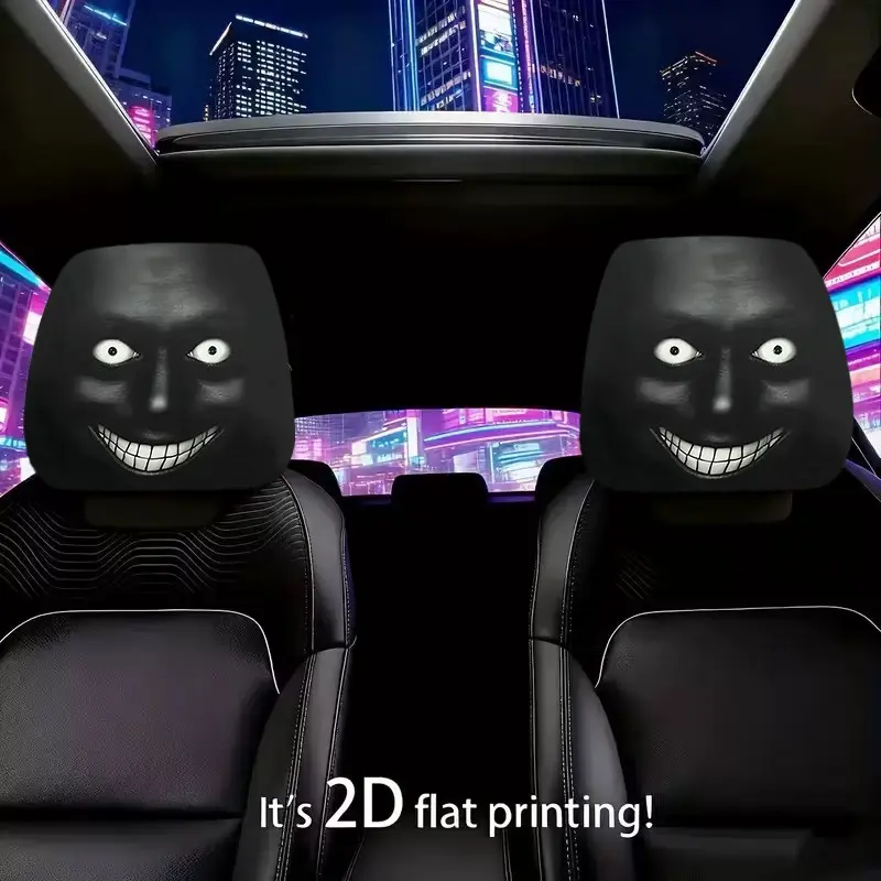 2pcs 11x10.2 inch Black shadow Pattern Car headrest covers, Universal, easy to install, durable car interior seat accessories, Car Interior Accessory, Car interior decoration, Boujee car accessories, Auto interior accessories, 3.19CYJ-10