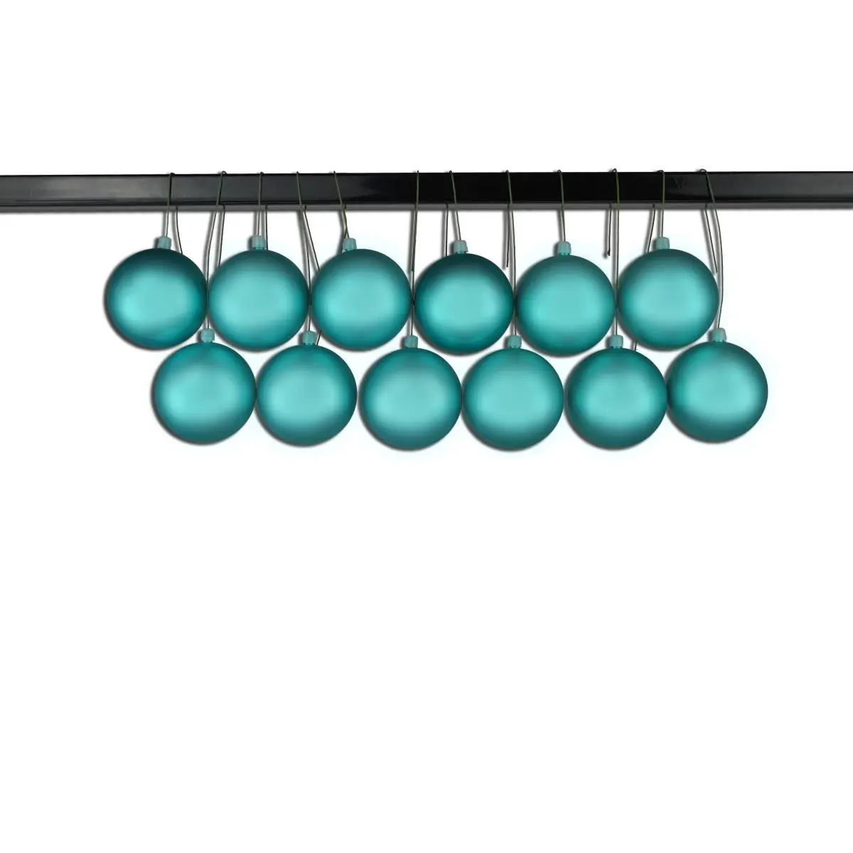 212 MAIN 2.5 in. Matte Aqua Spherical Hanging Ornaments (Pack of 12) - Festive Decoration with Wire, UV Coating for Christmas Room Decor