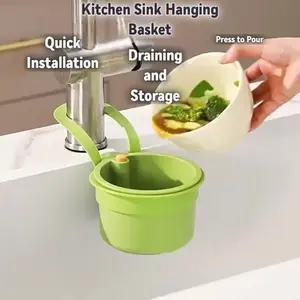 filtro para cocina Multifunctional Hanging Sink Strainer Basket, Button Drainage & Storage Design, Easy Installation, Durable Plastic, Space-Saving Kitchen Organizer