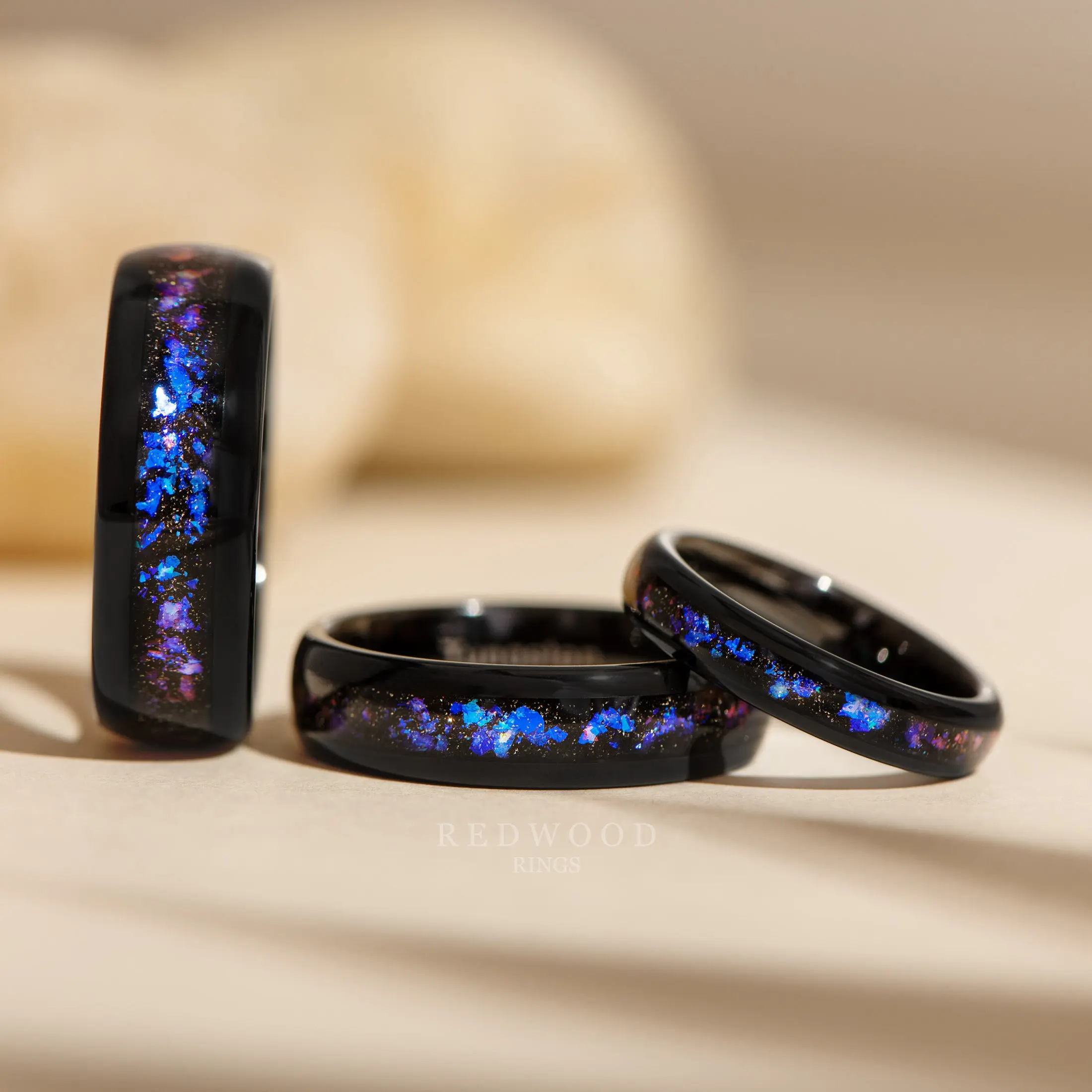 Matching Galaxy Nebula Tungsten Rings - 4MM, 6MM, 8MM