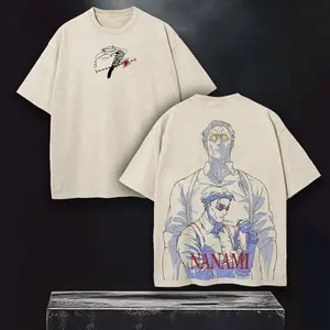 valentine shirts  Nanami Jujutsu Kaisen Vintage Washed Oversized T-Shirt – Heavyweight Cotton Anime Tee, Manga Graphic Streetwear, Unisex Casual Top, Gift for JJK Fans
