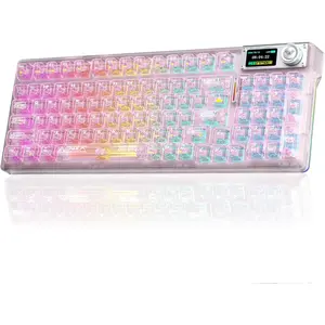 AULA F98 Pro V3  Mechanical Keyboard with Screen & Knob,Hot Swappable  Gaming Keyboard,Clear Keycap RGB Backlit Gasket Mount Creamy Keyboards with Number Pad for Office PC,10000mAh