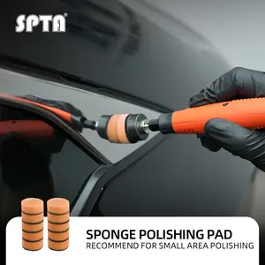 SPTA 10Pack 1Inch Orange Heavy Cut Polishing Pad for Car Buffer Polisher Compound Sponge Pads Compounding Polishing Remove 1200#/1500# Sanding Marks for Car Detailing Tight Areas and Small Spaces
