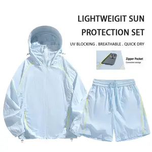 Summer Sun Protection Set – Loose Hooded Sun Jacket and Shorts, Outdoor Travel Two-Piece Outfit