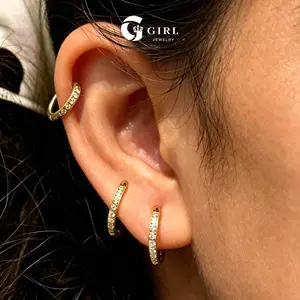 GGIRL G23 Titanium D-Shaped Zirconia Ear Hoops Hypoallergenic material zircon inlay comfortable and painless fit suitable for sensitive ears and newly pierced ears Simple and versatile design