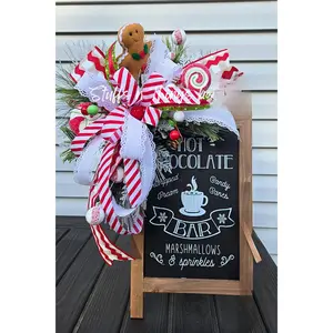 Christmas Hot Chocolate Bar Sign with Gingerbread Swag | Holiday Kitchen Counter & Table Décor