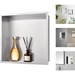 Shower Niche Wall-Inserted Stainless Steel Recessed Niche No Tile Needed Waterproof for Shower Wall Bathroom Kitchen Living Room Square Storage Brushed Nickel