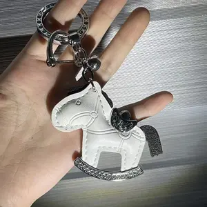Cute Cartoon Pony Pendant Keychain Lucky Horse Money Bag Keyring Bag Charm Creative Leather Accessories New Year Gift