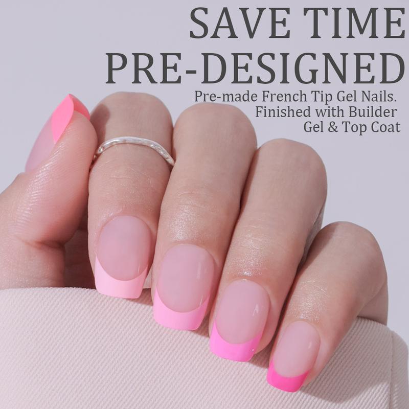 [ Pink Pastel Tip ] PRO-TIPS 150pcs Pink Short Square French Nail Tip, Press-On Nails – 15 Sizes, Gel Acrylic Nail Extensions for DIY Nail Art & Polish, Ellie Young, Christmas Nail Tips, Black Friday, US