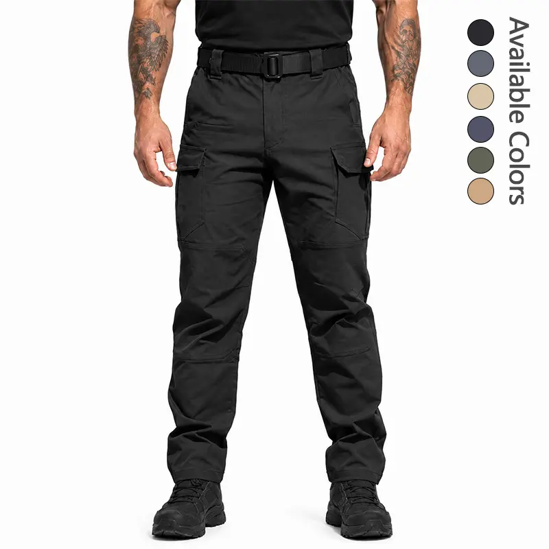 Men’s tactical cargo pants, rip-resistant multi-pocket work trousers, straight-leg practical combat long pants for outdoor hiking, suitable for everyday wear