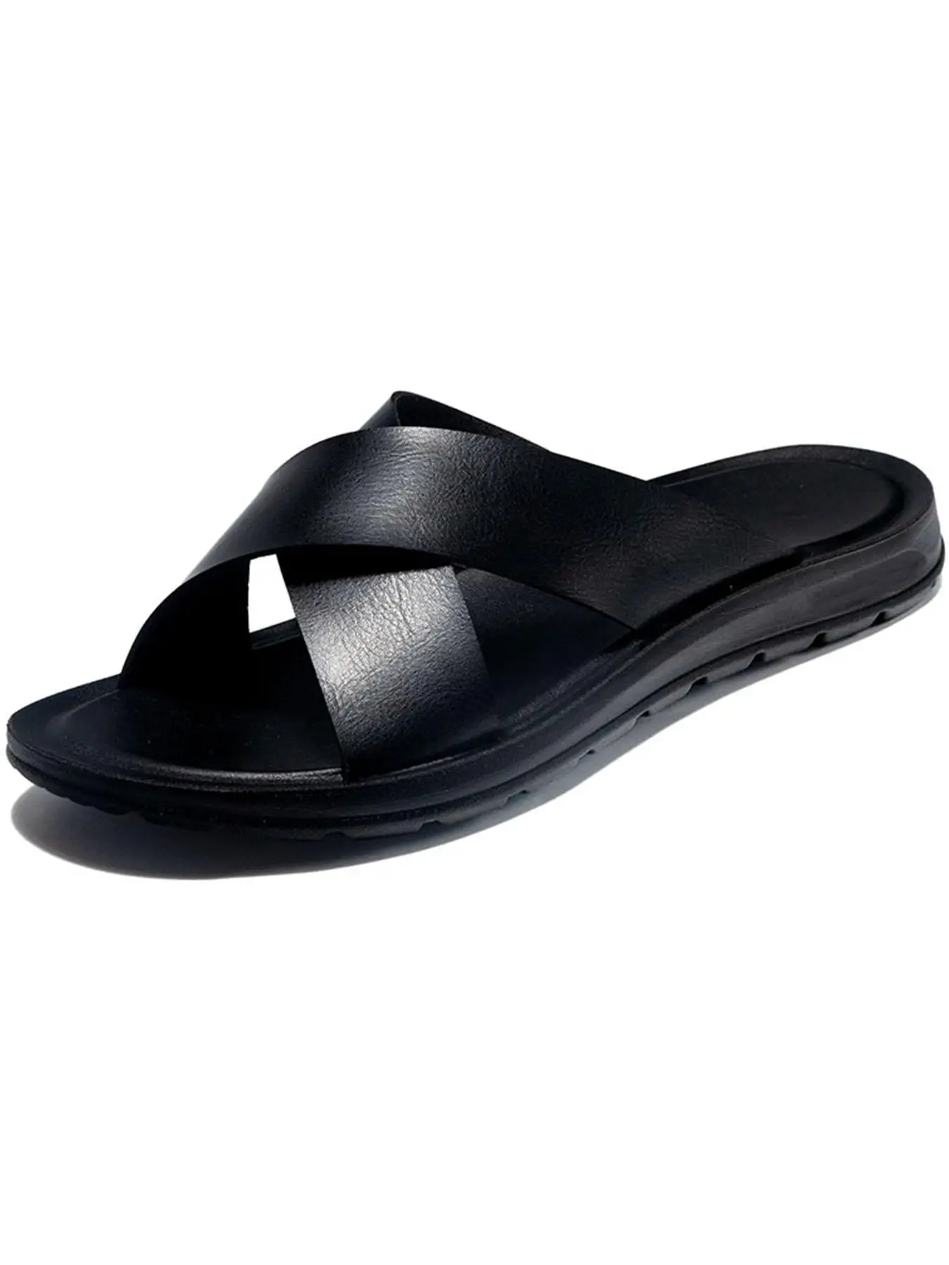 Men's Casual Fashion Plain Criss Cross Design Slippers, Lightweight Comfortable Slippers for Summer, Non-slip Slippers for Indoor & Outdoor Wear