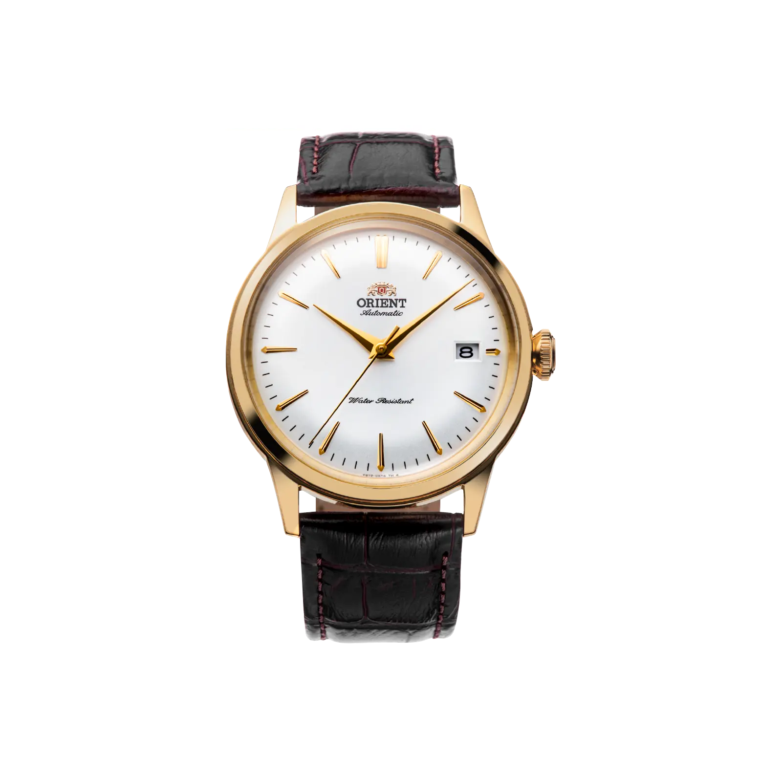 Orient Bambino Version 7 Automatic Mechanical Dress Watch for Men, 38.4mm Analog Date Wristwatch with Stainless Steel Case and Brown Leather Band, Automatic Date Wristwatch, Analog Fashion Mechanical Watches