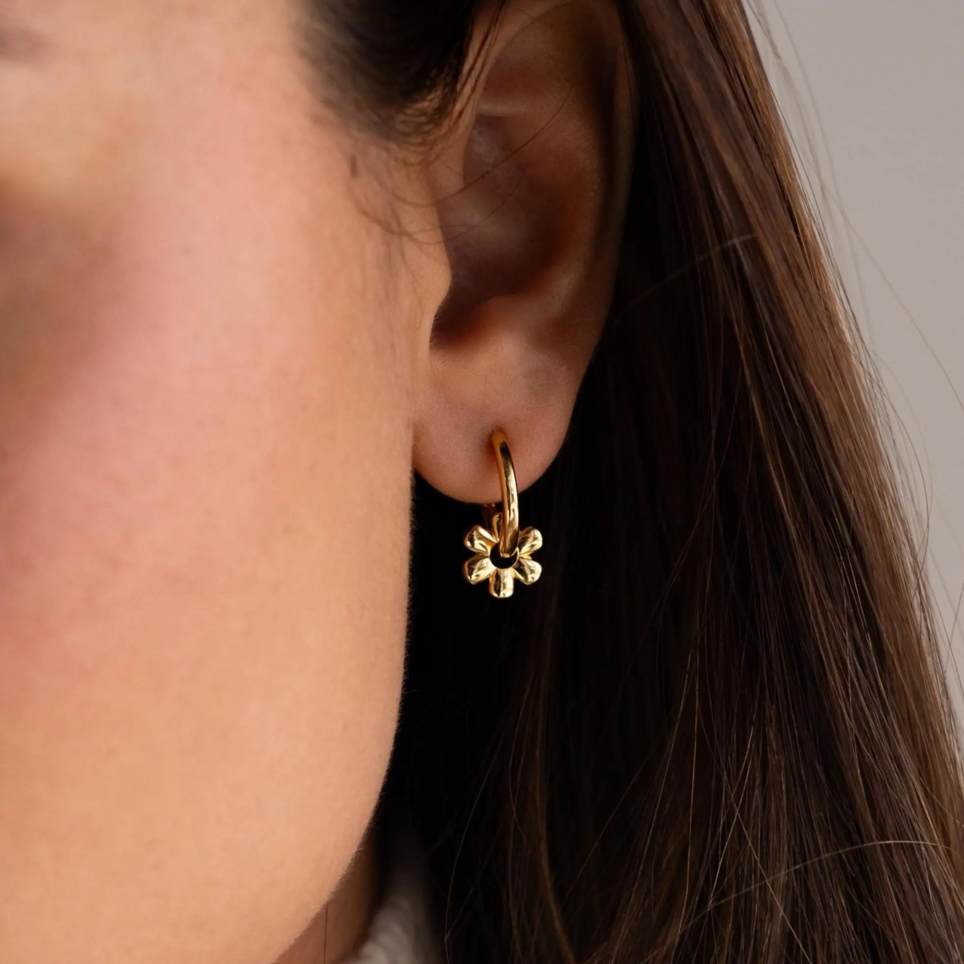 Dangling Blossom Huggies by Caitlyn Minimalist - Floral Blossom Huggie Earrings - Cute & Dainty Jewelry - Gift for Daughter