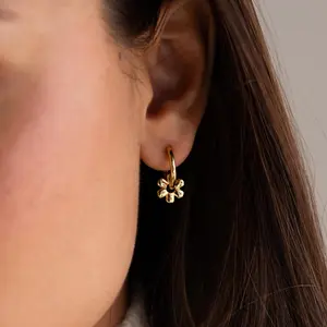 Dangling Blossom Huggies by Caitlyn Minimalist - Floral Blossom Huggie Earrings - Cute & Dainty Jewelry - Gift for Daughter