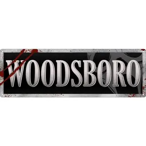 Woodsboro Slim Metal Plaque - Vintage Rustic Tin Sign, Retro Wall Decor - 4x16 Inch