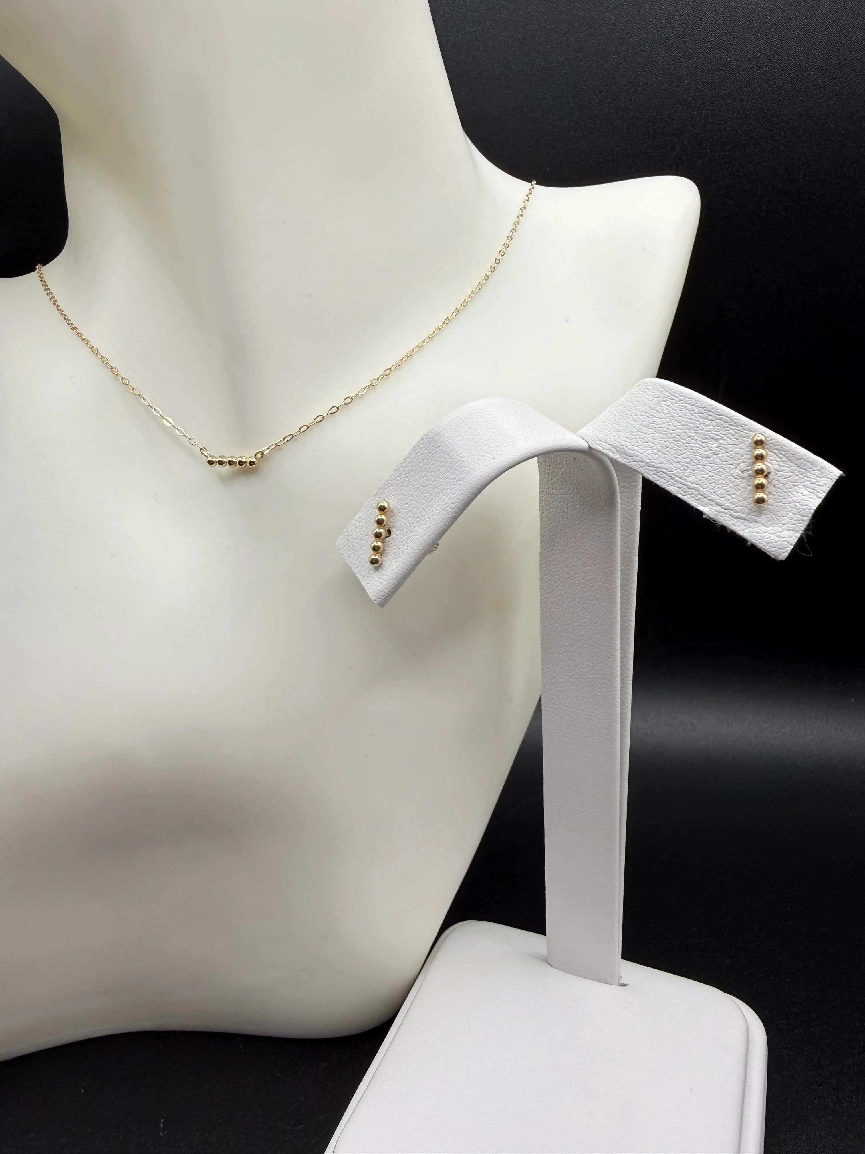 14k Dainty Gold Necklace & Earrings Set - Elegant Jewelry for Women