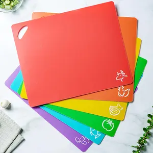 Colorful Cutting Board Set, 6pcs/set Non-slip Thin Plastic Chopping Board, Fruit & Vegetable Cutting Board, Kitchen Supplies