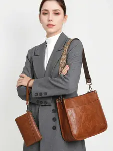 women' Square Postman Bag Retro Bohemian Shoulder/Crossbody Bag Adjustable Shoulder Strap, Zippered Closure, Pure PU Leather, Wide Braided Shoulder Strap Work Bag, Fashionable Bohemian Bag