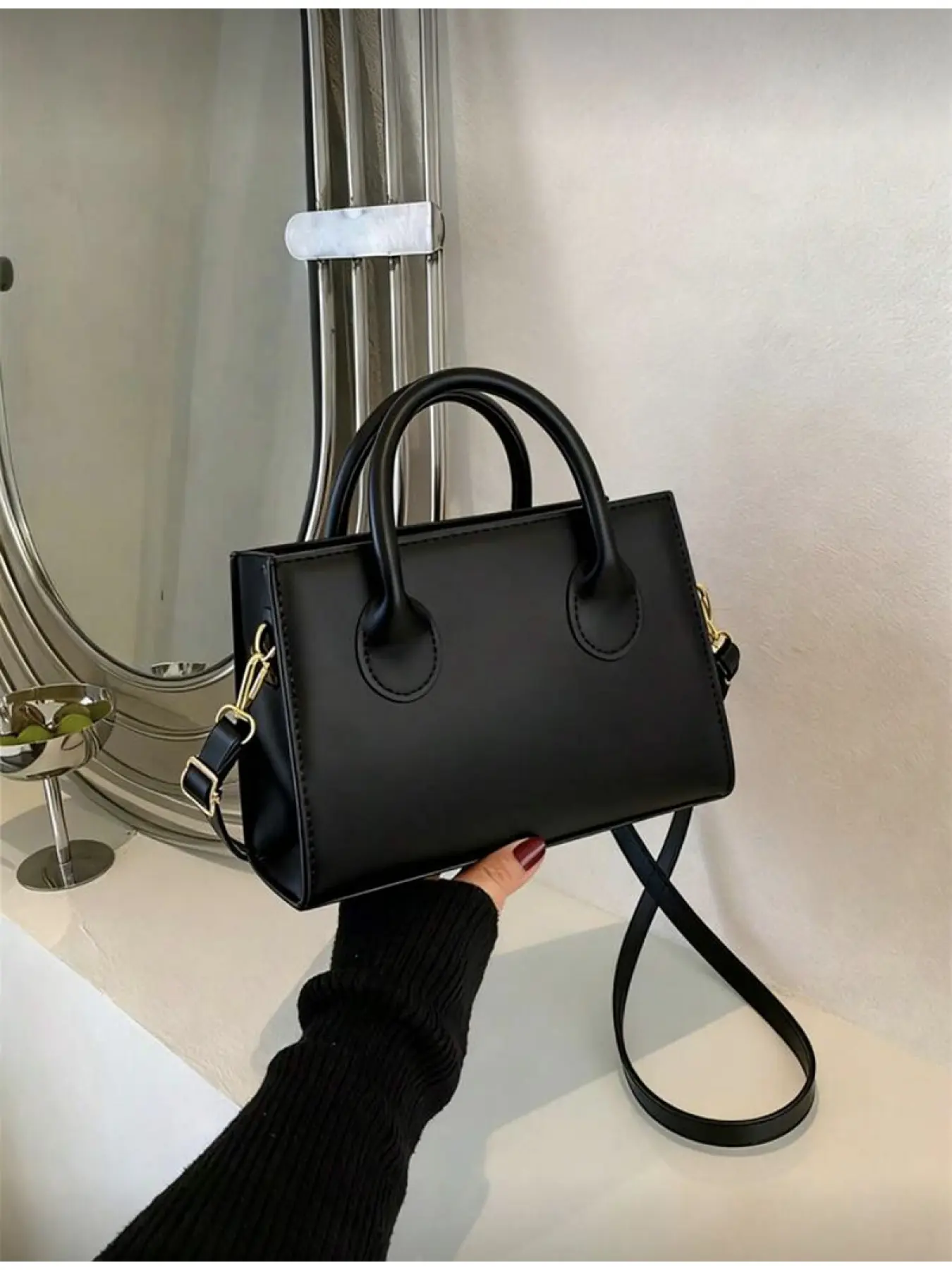 Women's Fashion Small Square Bag Stone Material Double Handles Embossed Crocodile Pattern Adjustable Strap Casual Travel Shopping Lightweight for Teen Girls Women Handbag Crossbody Bag, Crossbody Shoulder Handbag, Casual Crossbody Bags, Crossbody Handbags