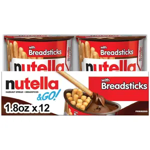 GO! Chocolate Hazelnut Spread with Cocoa + Breadsticks, 12 Snack Packs, 1.8 oz Each