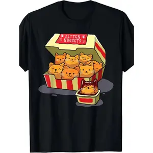 Kitten Nuggets Food Pun Cat Lover Gift Chicken Nuggets T-Shirt