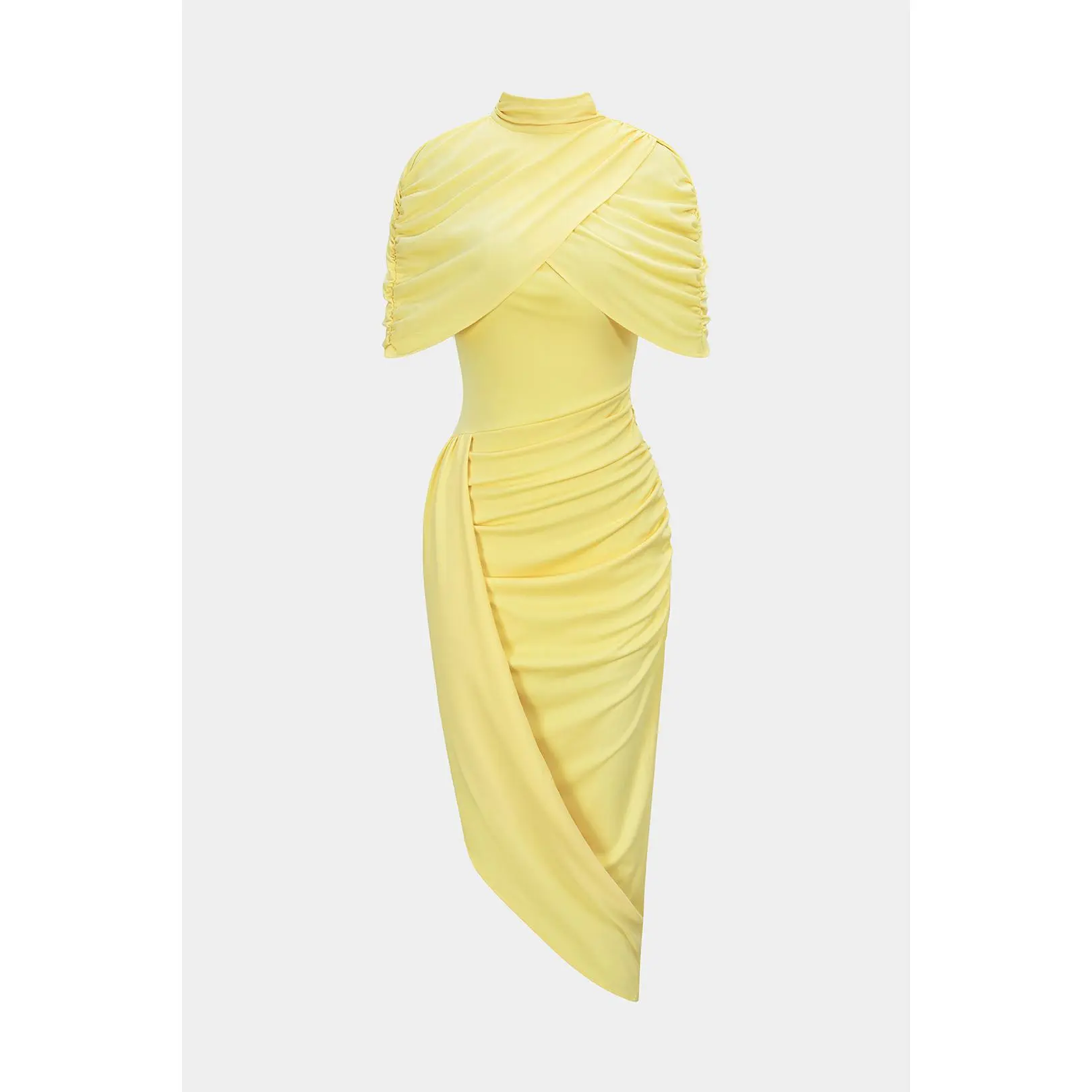 Chic 2-Piece Midi Dress Set Featuring a Mesh Mock Neck Cover Up and Fitted Asymmetrical Sleeveless Party Dress