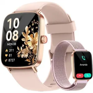 Smart Watch for Women, 1.85" HD Smartwatch Compatible iPhone/Samsung/Android (Answer/Make Calls), 100+ Sport Modes Fitness Tracker with Heart Rate/Sleep/SpO2 Monitor, IP68 Waterproof, with 2 Bands-USA