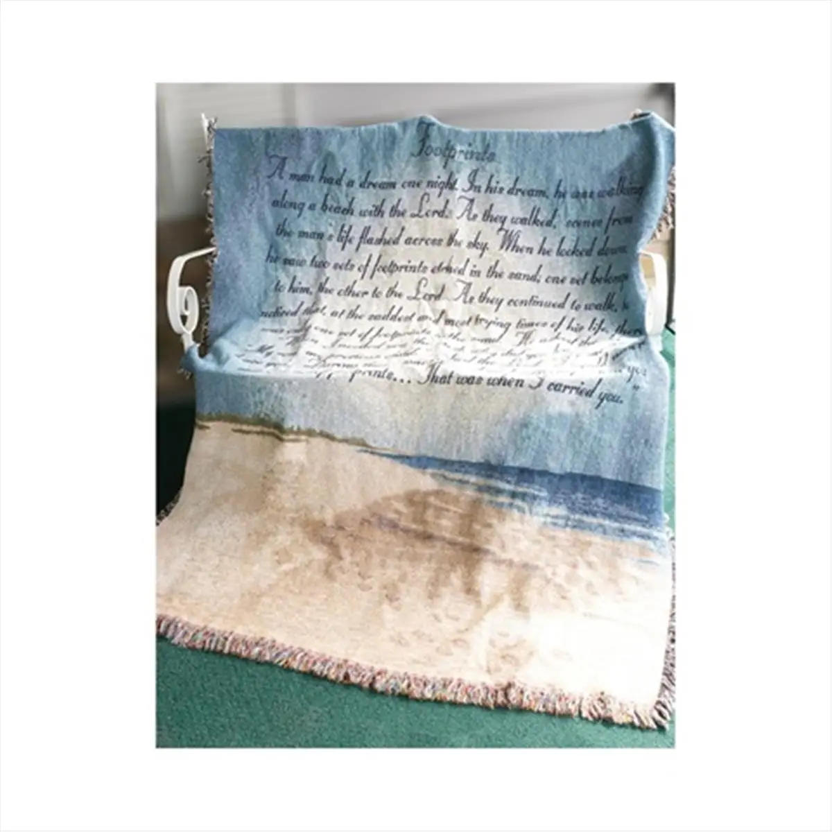 212 MAIN Cotton Fabric Beach Scene Tapestry Throw Blanket - Jacquard Woven, Decorative Home Textile, Wall Hanging Tapestry, 50x60 in. Bedding Decor