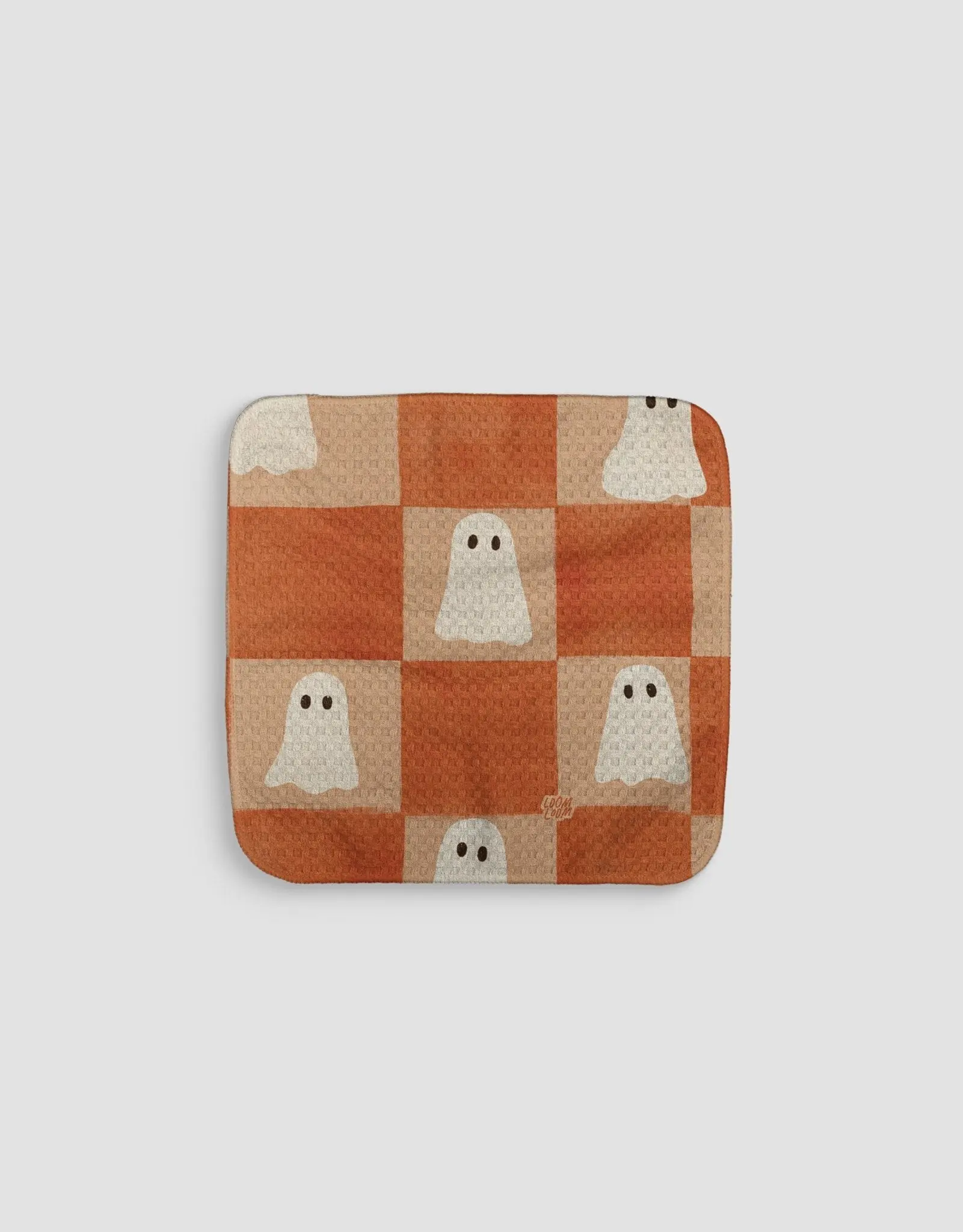 Ghost Checkers Orange Dishcloth Set - Double-Sided Print Quick-Dry Kitchen Cleaning Cloth