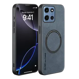 Luxury artificial leather phone case Casing for MOTO G Power 2025 /G 2025 /G 5G 2024/G Play 2024 5G/G Power 2024 5G/G Stylus 5G/Edge 60 Pro/G86 Some models support MAGNETIC, Support car holder, protective, high-quality, OLGE Shockproof Protector