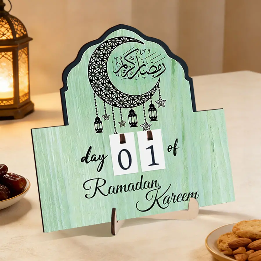 1pc Day of Ramadan Kareem,Ramadan Countdown Calendar,Star and Moon Pattern, Eid Mubarak Decorative Ornaments,Wooden Table Decor Ornaments,Islamic Party Decoration, Ramadan Countdown,Home Office Decorations,Perfect for Family Parties,Eid Celebrations
