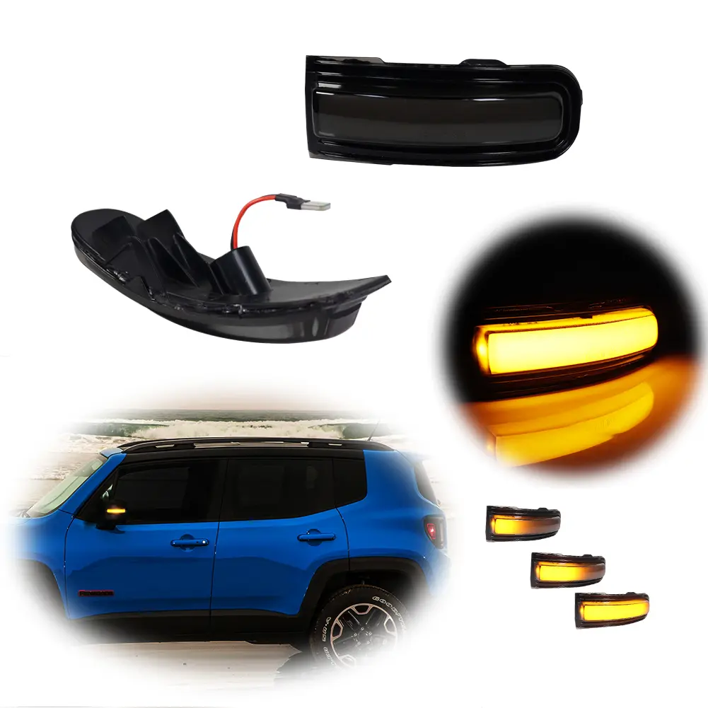 2pcs Smoked Sequential LED Side Mirror Signal lamps Lights For 2015 2016 2017 2018 2019 2020 2021 2022 Jeep Renegade