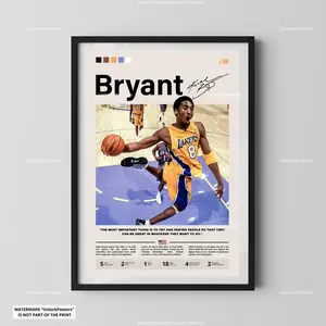 [Sport Decor - Sale Up To 40%] [Unframe] Kobe Bryant Basketball Poster, Los Angeles Basketball Legend Wall Art, Iconic Athlete Portrait Print, Professional Sports Decor, Gift for Basketball Fans