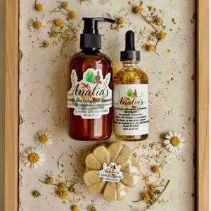 Analía's Manzanilla & Caléndula Body Oil, Cream, and Soap Set for Skin Care Moisturizing Moisture