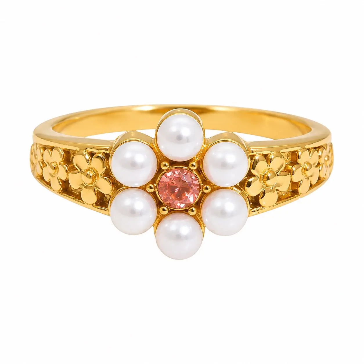 Dahlia Pearl & Crystal Cluster Ring