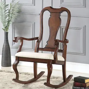 kaelin rocking chair Beige and Cherry Queen Anne Back Rocking Chair