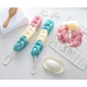 2Pcs Long Sponge Back Exfoliator This shower brush with flower mesh is a foam - making, back - and - shoulder - cleaning gem for the bathroom.