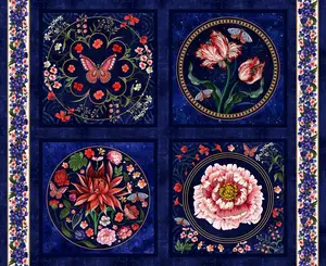 Fabric Blank Quilting Cameo Appearance Navy Pillow Blocks 36" Panel 4659B-77