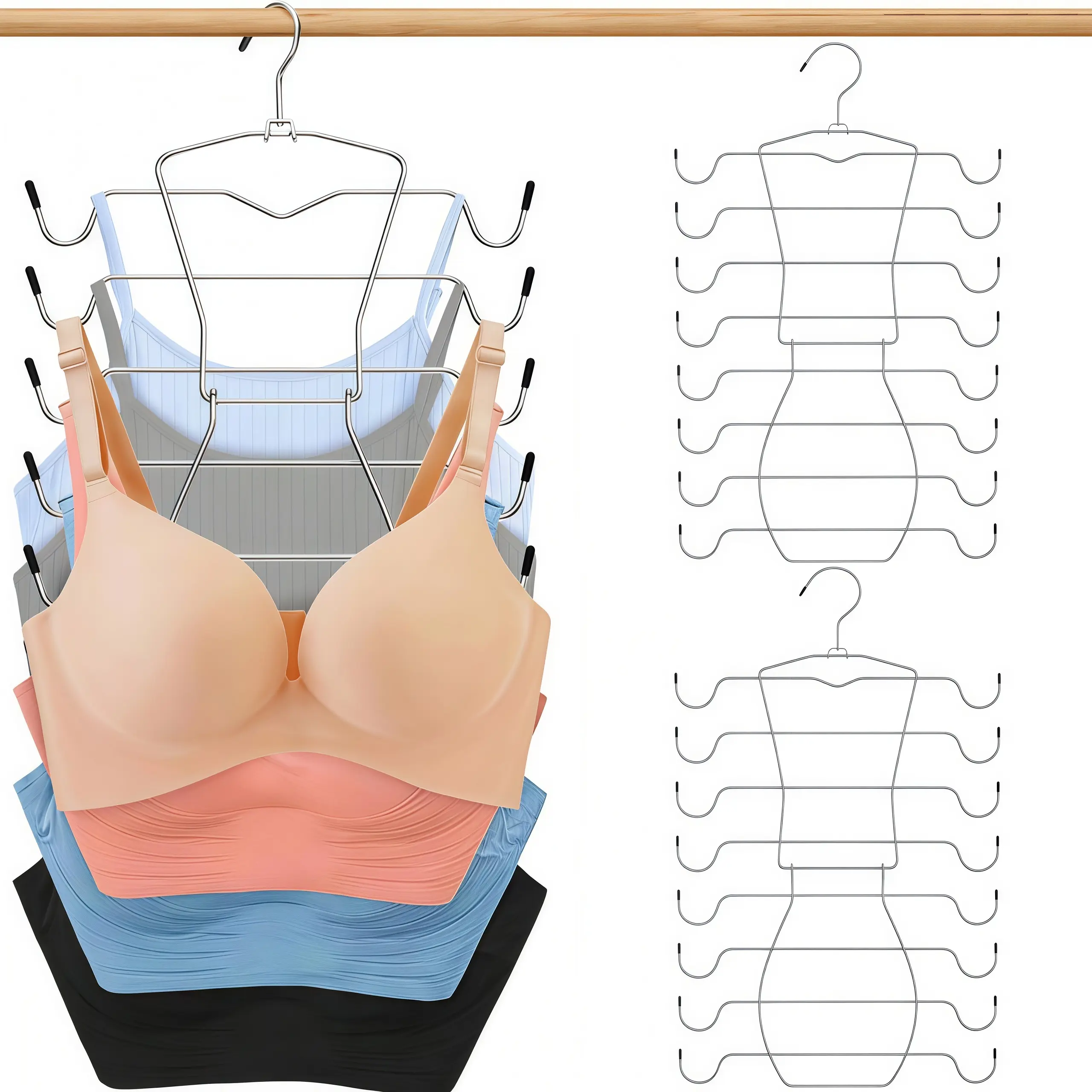 LMMAKE 1PC/2PCS Bra & Tank Top Hanger - Sturdy Metal Smooth Hanging Hook Rack Hangers & Pegs, Small Room Organization Product, Closet Organizer for Neat Multi-Item Storage
