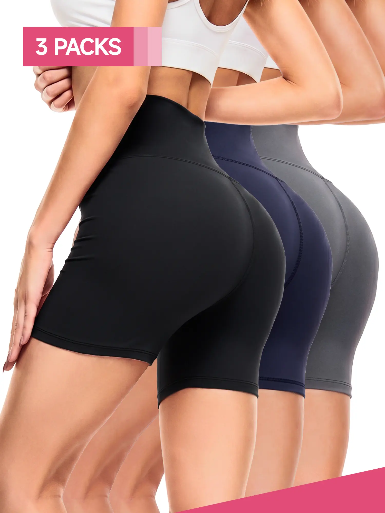 SHOWITTY Womens 3-Pack Biker Shorts, High Waisted Tummy Control Workout Shorts for Yoga, Gym, Running & Everyday Wear#SummerWins#DealsForYouDays