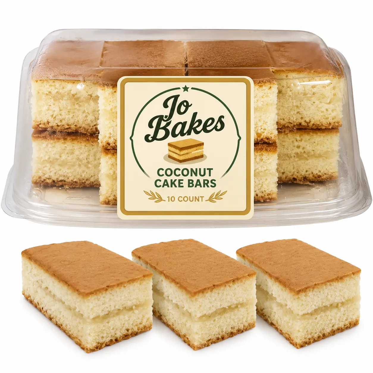 JO BAKES Traditional Coconut Dessert Snack Bars, 10-Count Masa Real de Coco Treats