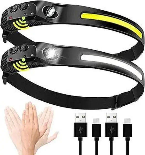 USB Rechargeable LED Headlamp - 230° COB Super Bright, Motion Sensor, 5 Light Modes, Adjustable Tactical Spotlight for Camping, Home Lighting & Festive Decorations, Usb Rechargeable Headlamp