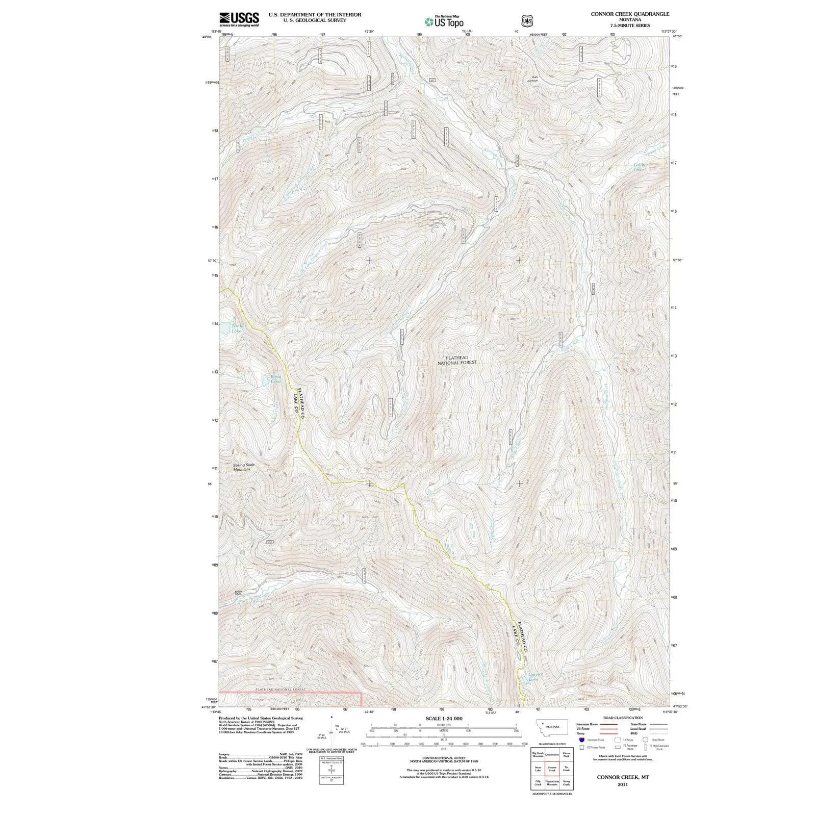 Connor Creek Montana USGS Topographic Quadrangle Map, 2011, 1:24000