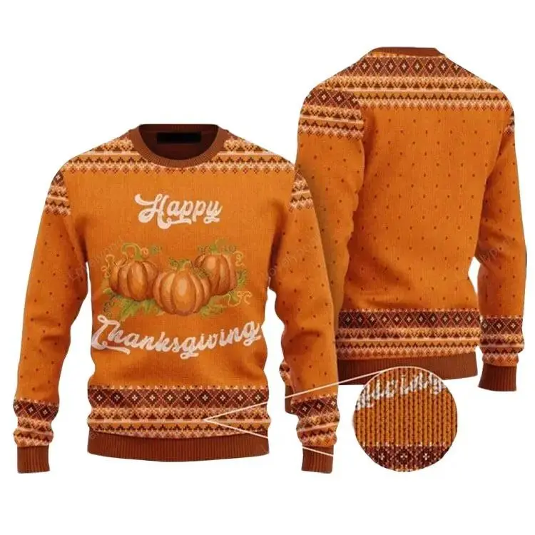 Happy Thanksgiving Pumpkin Urly Sweater, Thanksgiving Sweater For Men & Women