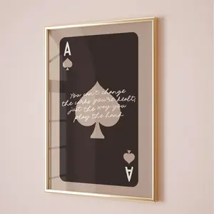 Ace Of Spades Print Trendy Dark Brown Aesthetic Spades Playing Card Poster Retro Bar Cart Art Decor Preppy Neutral Boho Apartment Decor USA Printed Hanging